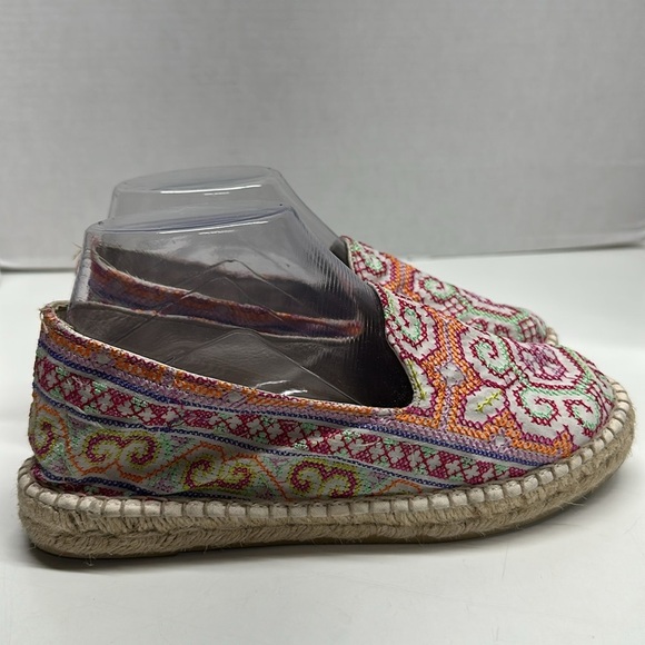 Manebi Ibiza Espadrille Shoe Cross Stitch Floral Colorful Slip On Shoes Size 37 - Picture 2 of 11